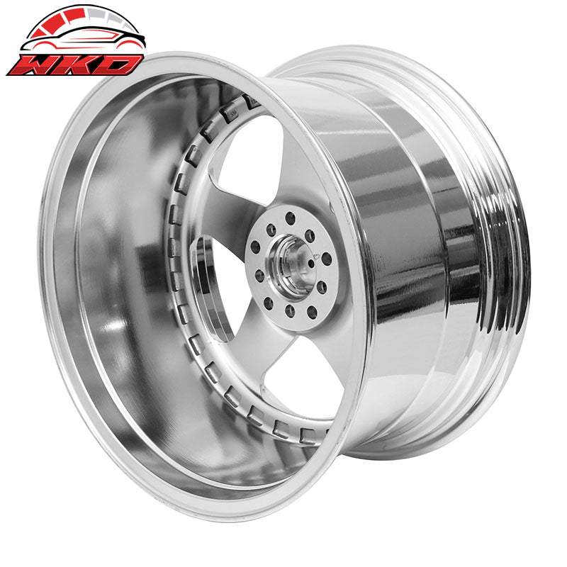 (4) 18X9.0 +30 5X100 / 5X114.3 Step Lip 5 Spoke Wheels Rim Replacement - Chrome