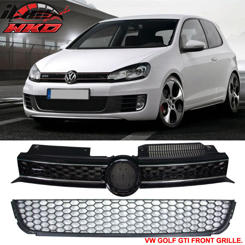Wholesale 10-14 Volkswegen Golf MK6 GTI Jetta Front Upper + Lower Grille W/Chrome Trim