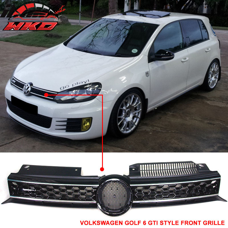 Fit 10-14 Volkswegen Golf MK6 GTI Jetta Front Upper + Lower Grille W/Chrome Trim