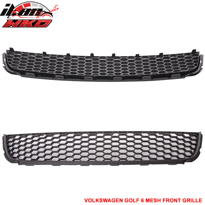Fit 10-14 Volkswegen Golf MK6 GTI Jetta Front Upper + Lower Grille W/Chrome Trim
