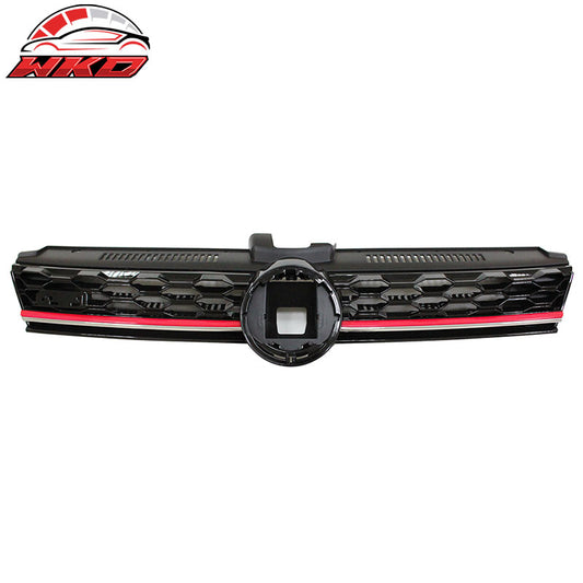 Wholesale 17-19 VW Golf MK7 7.5 GTI Style Mesh Front Hood Grille w/ Red Trim - ABS - Wikond Auto
