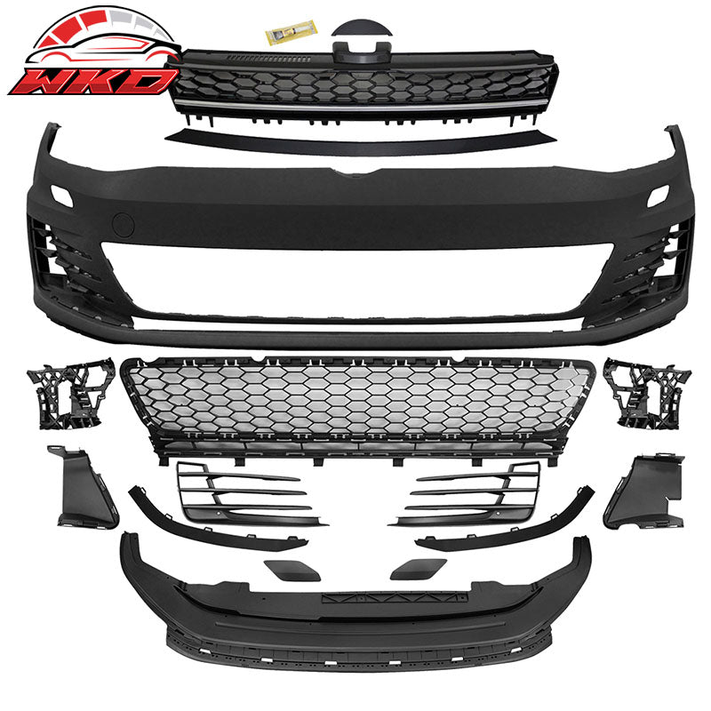 Wholesale 15-17 Golf 7 MK7 GTI Type Front Bumper Cover + High Bar Black Chrome Grille