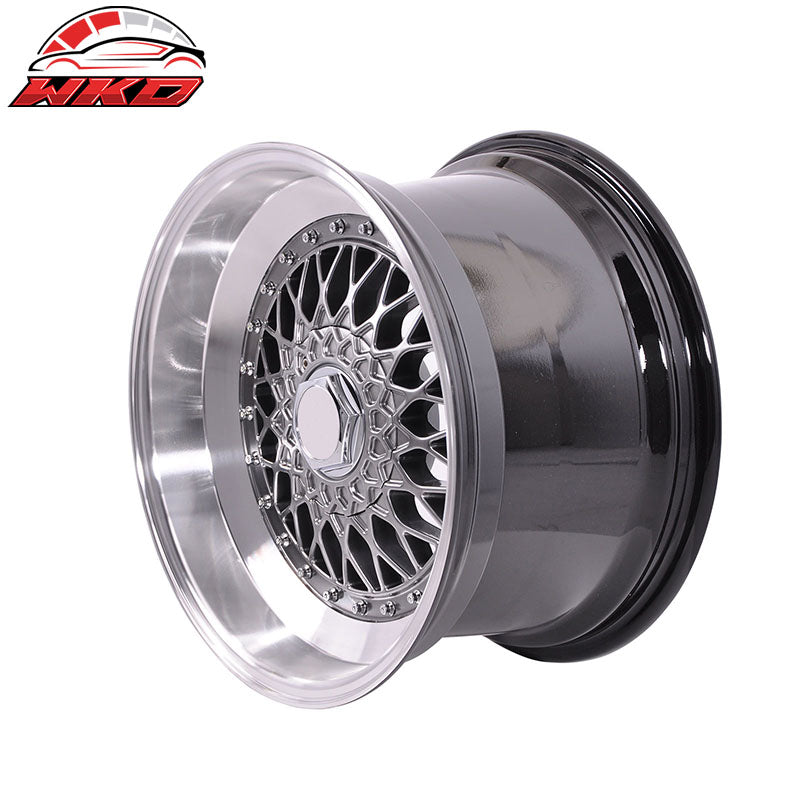 (2) 17X8.5 +25 5X100 / 5X114.3 Step Lip Deep Dish Mesh Wheels Rim (Acura Chevy)