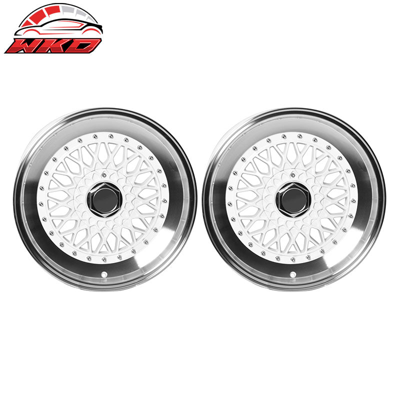 Wholesale (2) 17X8.5 +25 5X100 / 5X114.3 Step Lip Deep Dish Mesh Wheels Replacement