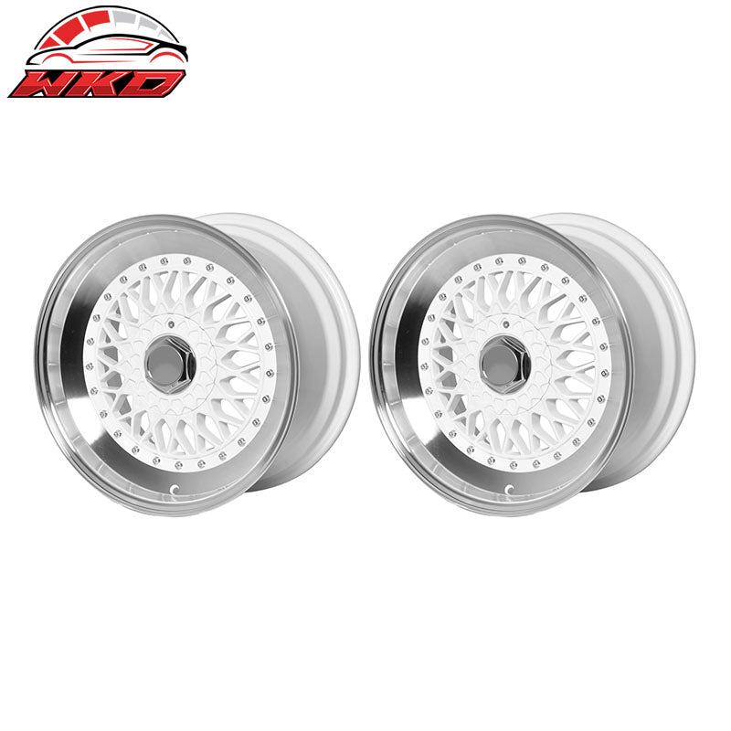 (2) 17X8.5 +25 5X100 / 5X114.3 Step Lip Deep Dish Mesh Wheels Replacement