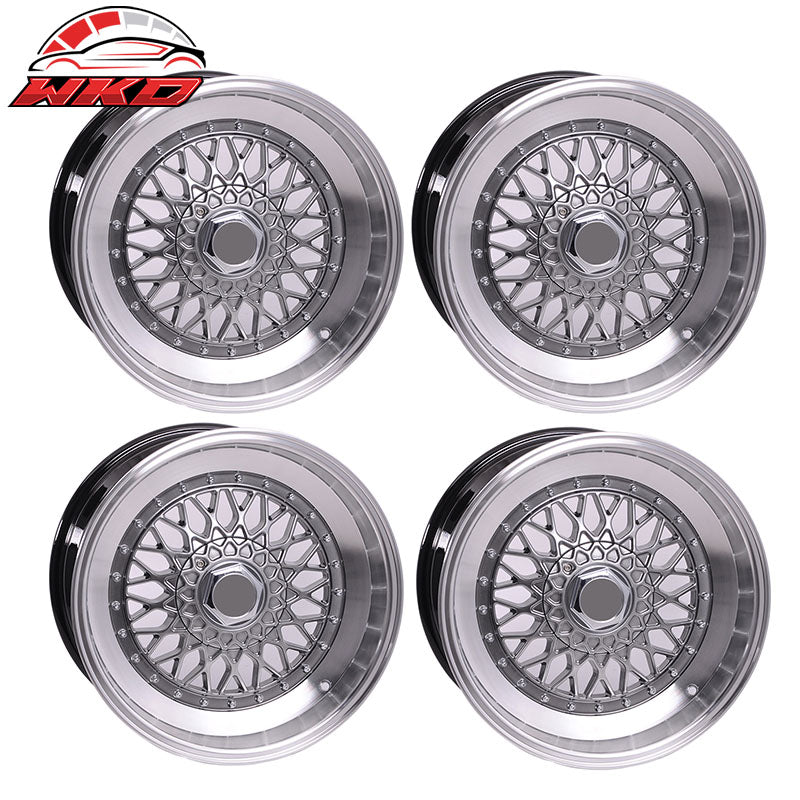 (4) 17X8.5 +25 5X100 / 5X114.3 Step Lip Deep Dish Mesh Wheels Rim (Wholesaled Genesis)
