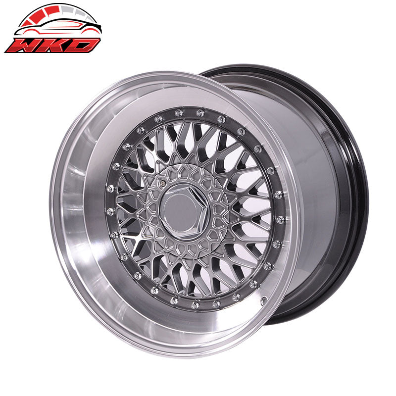 (4) 17X8.5 +25 5X100 / 5X114.3 Step Lip Deep Dish Mesh Wheels Rim (Ford Genesis)