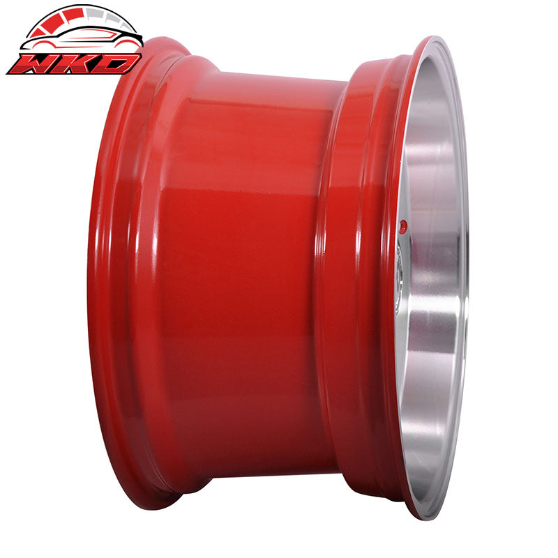 (4) 17X10 +30 5X100 / 5X114.3 Step Lip Deep Dish Mesh Wheels Rim Kit Red