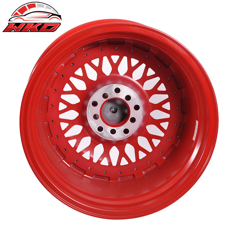 (4) 17X10 +30 5X100 / 5X114.3 Step Lip Deep Dish Mesh Wheels Rim Kit Red