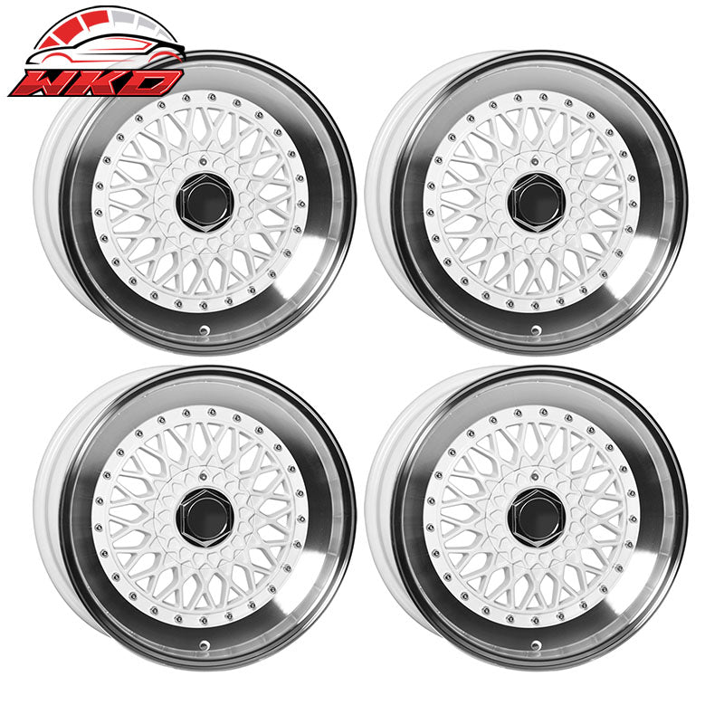 (4) 17X8.5 +25 5X100 / 5X114.3 Step Lip Deep Dish Mesh Wheels Rims Replacment