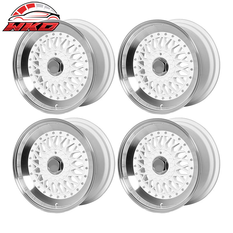 (4) 17X8.5 +25 5X100 / 5X114.3 Step Lip Deep Dish Mesh Wheels Rims Replacment